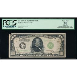 1934 $1000 Chicago Federal Reserve Note PCGS 30