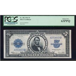 1923 $5 Lincoln Porthole Silver Certificate PCGS 63PPQ