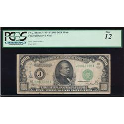 1934 $1000 Kansas City Federal Reserve Note PCGS 12