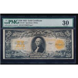 1922 $20 Gold Certificate PMG 30