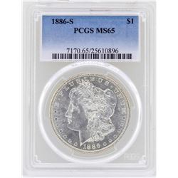 1886-S $1 Morgan Silver Dollar Coin PCGS MS65