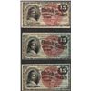Image 1 : Lot of (3) 1863 Fourth Issue 15 Cent Fractional Currency Notes