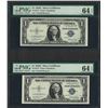 Image 1 : Lot of (2) Consecutive 1935E $1 Silver Certificate STAR Notes PMG Choice Unc. 64