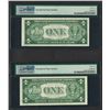 Image 2 : Lot of (2) Consecutive 1935E $1 Silver Certificate STAR Notes PMG Choice Unc. 64