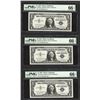 Image 1 : Lot of (3) Consecutive 1957 $1 Silver Certificate Notes PMG Gem Uncirculated 66E