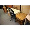 Image 2 : OFFICE DESK WITH HUTCH, BIRCH DESK, END TABLE, AND CHAIR