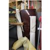 Image 2 : METAL RACK WITH ASSORTED CARPET, TABLE TOP, AND MORE
