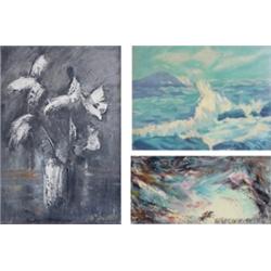 Albanes, James Carr, & Sorri (three), BATTLE SCENE, 1971, oil painting on canvas, 15 3/4 x 17 3...