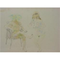 John Altoon (1925-1965) Californian, NUDE WOMAN WITH BUTTERFLY HEAD FIGURE, color pastel and In...