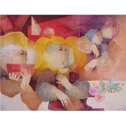 Sunol Alvar (b. 1935) Spanish, RATIONATISME, 1994, embossed color lithograph with color pencil...