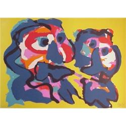 Karel Appel (b. 1921) Dutch, BIG YELLOW BACKGROUND, 1976, color lithograph, signed in pencil, f...