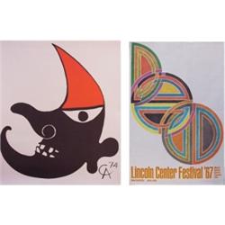Alexander Calder & Frank Stella (two), UNTITLED, 1974, color lithograph poster, 27 x 22" soft c...