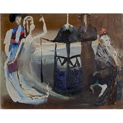 Leontine Camprubi (1916-1994) American, SPANISH DANCERS, 1962, oil painting on canvas, 20 x 16"...