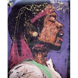 Contemporary School, JIMMY HENDRIX, 2003, acrylic painting on black paper, 70 x 53", signed 'De...