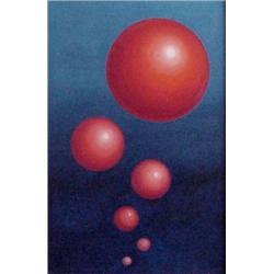 Contemporary School, RED BALLS, oil painting on canvas, 35 1/2 x 24", framed, light surface scr...