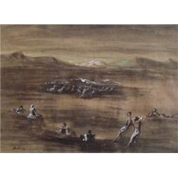 Francesco Di Cocco (1900-1989) Italian, WIND DANCE, 1946, watercolor on paper, 15 x 20 3/4", si...