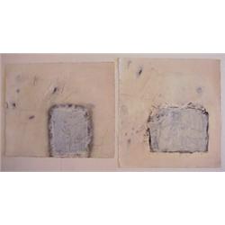 Tom Dixon (20th Century) American, DOG & FLOWER; WOMAN WITH DOG, (two) each acrylic painting wi...