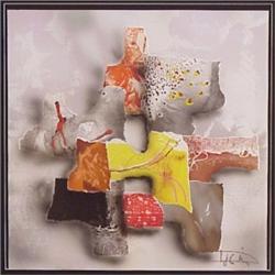 Lazlo Dus (20th Century) American, UNTITLED, mixed media on paper, 17 1/4 x 17 1/4", signed low...