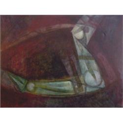 Raul Enmanuel (20th Century) Latin American, AMULETO, 1999, acrylic painting on canvas, 39 x 51...