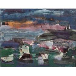 Harold Frank (20th Century) American, UNTITLED, 1965, acrylic painting on paper, 17 1/2 x 22 1/...