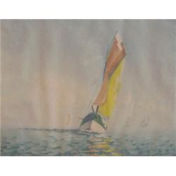 French School (20th Century), SAILING, 1925, color aquatint, signed in pencil, numbered 194, Ed...