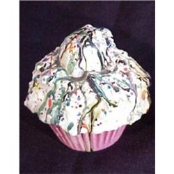David Gilhooly (b. 1943) Canadian, CONFETTI FROG CUPCAKE, 1977, painted and glazed ceramic, 3 1...