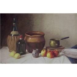 Franz Haas (20th Century), STILL LIFE, oil painting on canvas, 24 x 36", signed lower left, fra...
