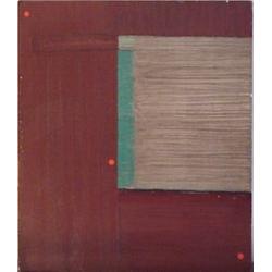 Behzah Hagheri (20th Century), UNTITLED with red dots, acrylic painting on canvas, 15 x 13", su...