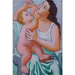 Sydney Helfman (20th Century) American, AFTER PICASSO, oil painting on canvas, 30 x 20", signed...