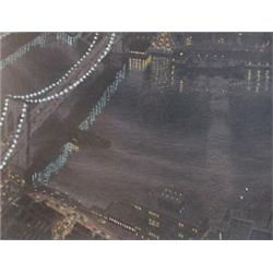 Yvonne Jacquette (b. 1934) American, CITY BRIDGE AT NIGHT, color lithograph, signed in pencil,...