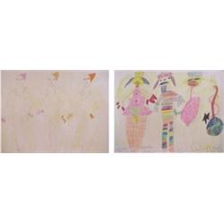 Carol Brennan Jaworski (b. 1940) Californian (two), THREE DANCING GIRLS, 1988; WE SEE OURSELVES...