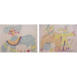 Carol Brennan Jaworski (b. 1940) Californian (two), SNAILING; LET'S GO SNAILING, 1987, (two) a...