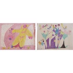 Carol Brennan Jaworski (b. 1940) Californian (two), DEATH THE PYRAMID; CIRCUS FAMILY, (two) col...