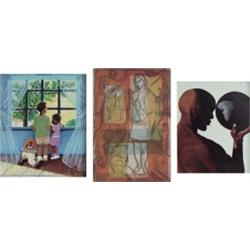Maureen Lassiter (20th Century) American (three), CHILDREN AT A WINDOW, 1999, oil painting on c...