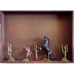 David Letel (20th Century) American, WESTERN SCENE, acrylic painted toy panorama in a wood box,...