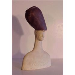 Mekong Lim (20th Century), FIGURE WITH VESSEL ON HEAD, glazed ceramic sculpture, 18 x 11 x 5",...