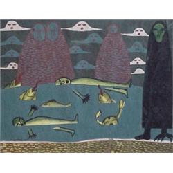 S. Marinde (20th Century) American, THINGS THAT GO BUMP IN THE NIGHT, 1987, watercolor on paper...