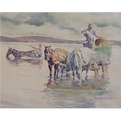 Miro Mavrovich (20th Century) American, THE FARMERS, watercolor on paper, 12 1/2 x 15 1/2", sig...