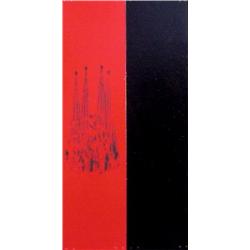 Jim Morris (20th Century) American, RED/BLACK, diptych, enamel paint on Masonite panels, each 4...