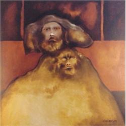 Humberto Oramas (20th Century) Mexican, SHAKESPEAR & HAMLET, 1985, acrylic painting on canvas,...