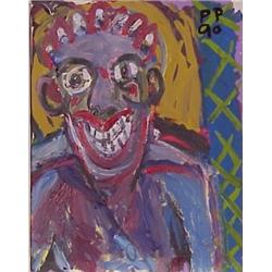 Peter Parks (b. 1947) American, SMILE, 1990, acrylic painting on canvas, 18 x 14", signed and d...
