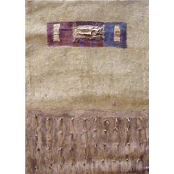Manuel Ramirez (20th Century) Mexican, UNTITLED BLUE & PURPLE SQUARE, 1989, watercolor on Amate...