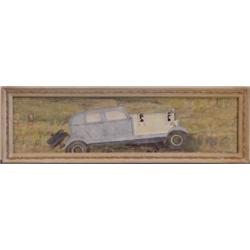 Shelia Ross (20th Century) American, CAR, 1965, color pastel with color pencil and collage on p...