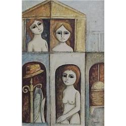 Rossini (20th Century), INTERIOR WITH THREE WOMEN, oil painting on canvas, 36 x 24", signed low...