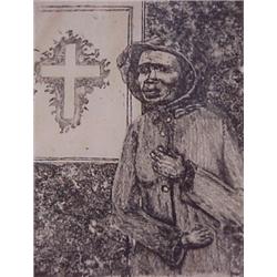 Alison Saar (b. 1956) American, PERSON IN A RAINCOAT, 1976, etching, signed in pencil, from the...