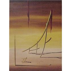 Jorge Alzaga Sanchez (b. 1938) Mexican, SURREALIST LANDSCAPE, 1958, oil painting on canvas, 24...