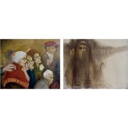 Machteld Sano & C. Rosefeld (two), PEOPLE LOOK SO UPSET, 1977, oil painting on canvas, 19 x 23"...