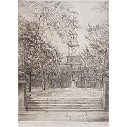 Margaret Ann Scruggs (1892-1988) American, INDEPENDENCE HALL, 1926, etching, signed in pencil,...