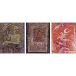 Sashi Shah (20th Century) (three), VARIOUS, two acrylic paintings on manipulated paper and one...