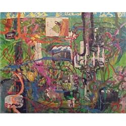 Patrick Shields (b. 1952) American, SUNSET BOULEVARD, 1987, oil painting on raw canvas, 51 1/2...